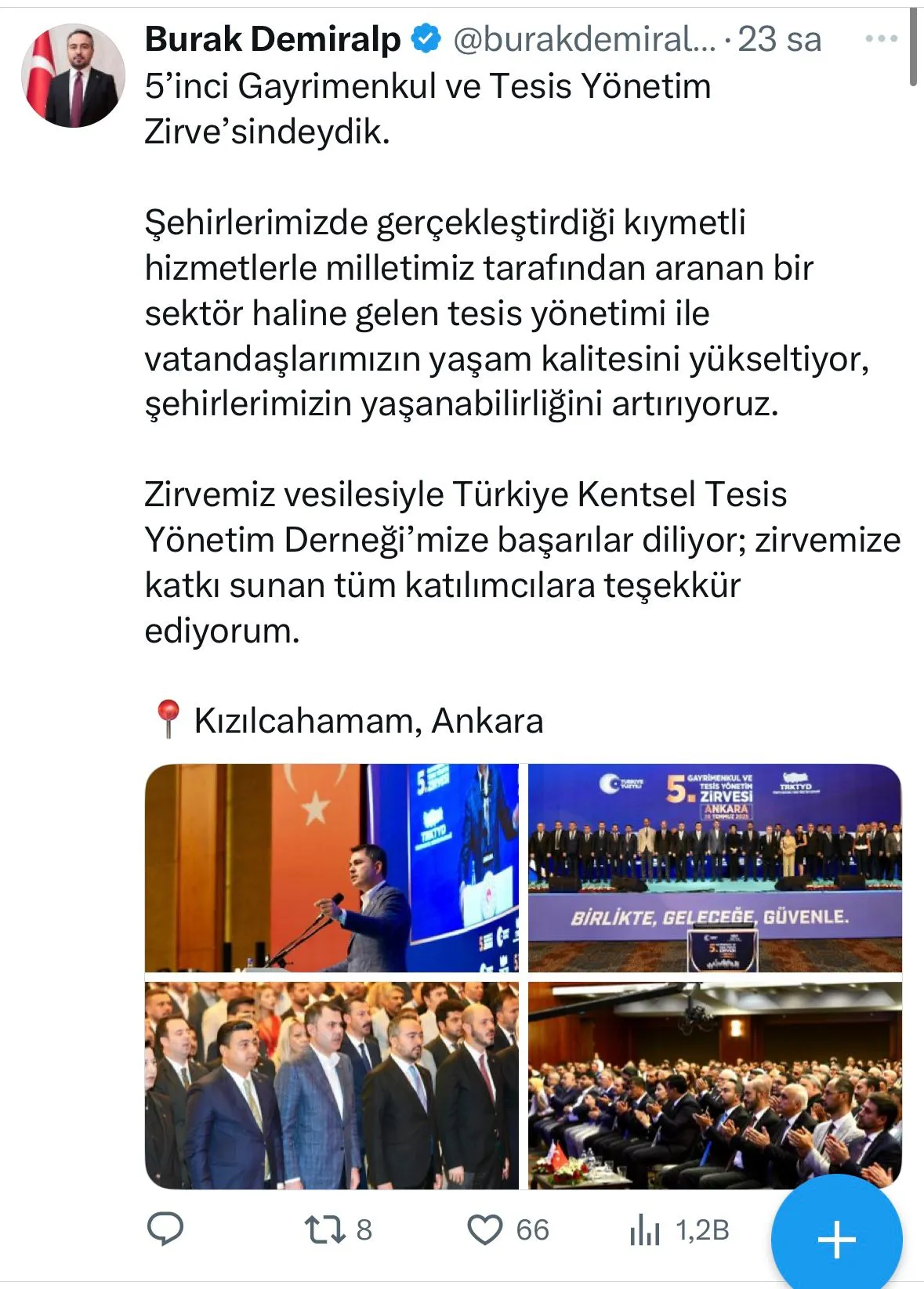 TÜRKİYE KENTSEL TESİS YÖNETİM DERNEĞİNE  ve YÖNETİM SEKTÖRÜNE DAİR AÇIKLAMALAR